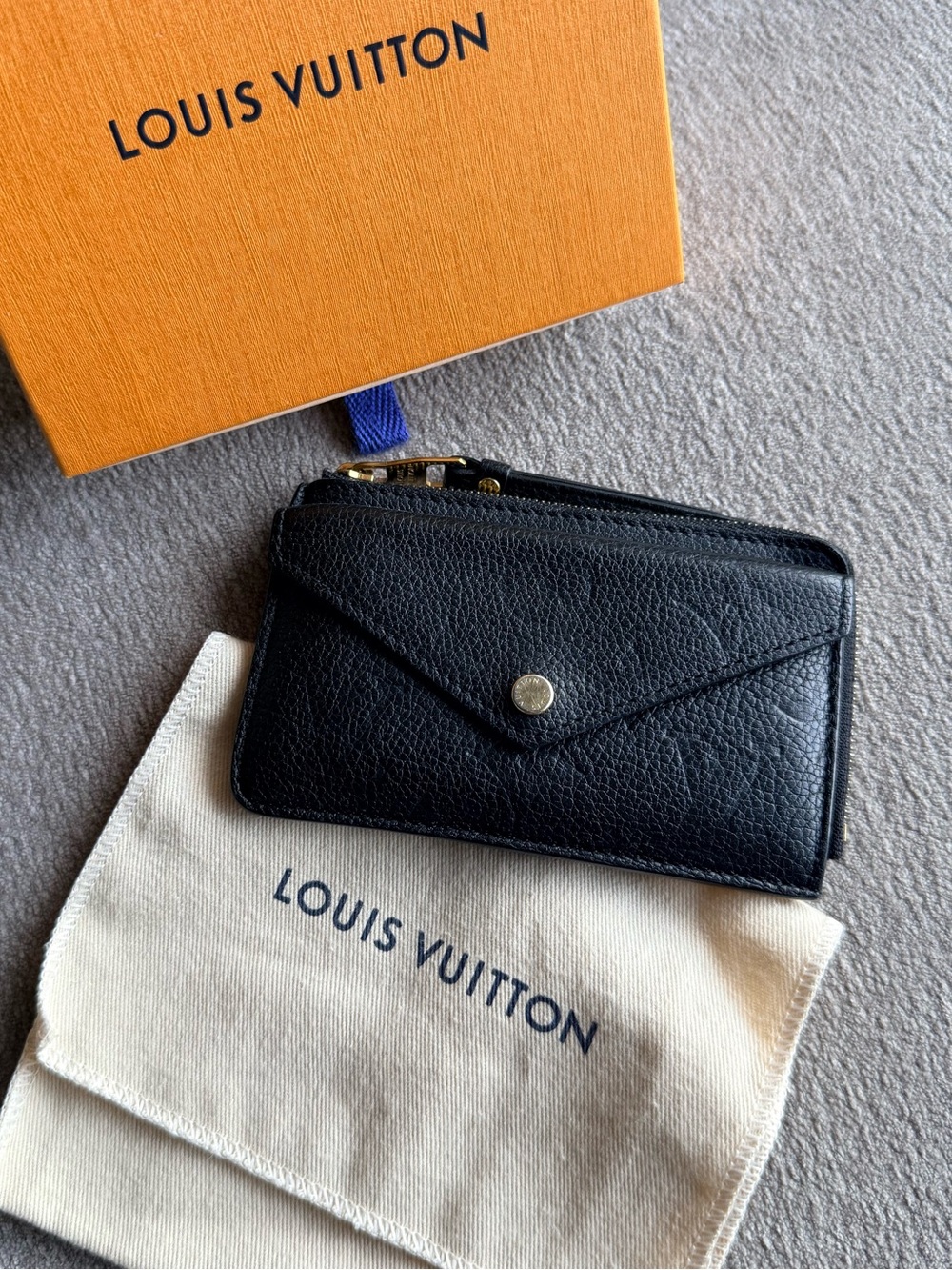 Louis Vuitton Black Empriente Leather Recto Verso Zip Card Holder Wallet